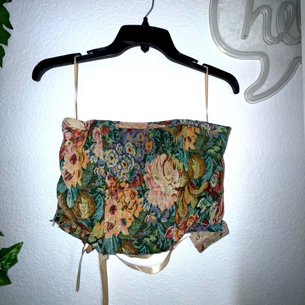 Fashion Nova Floral Ribbon Tie Corset Top – Size M